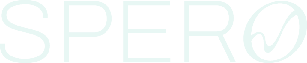 SPEERKO logo in pale teal, a wordmark with a decorative loop on the final 'O'.